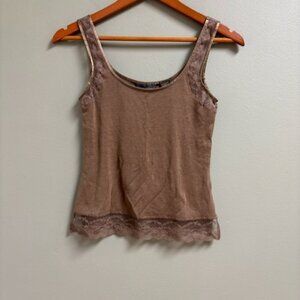 VTG‎ Banana Republic Womens Silk Cotton Y2K Lace Trim Tank Top Size S Feminine